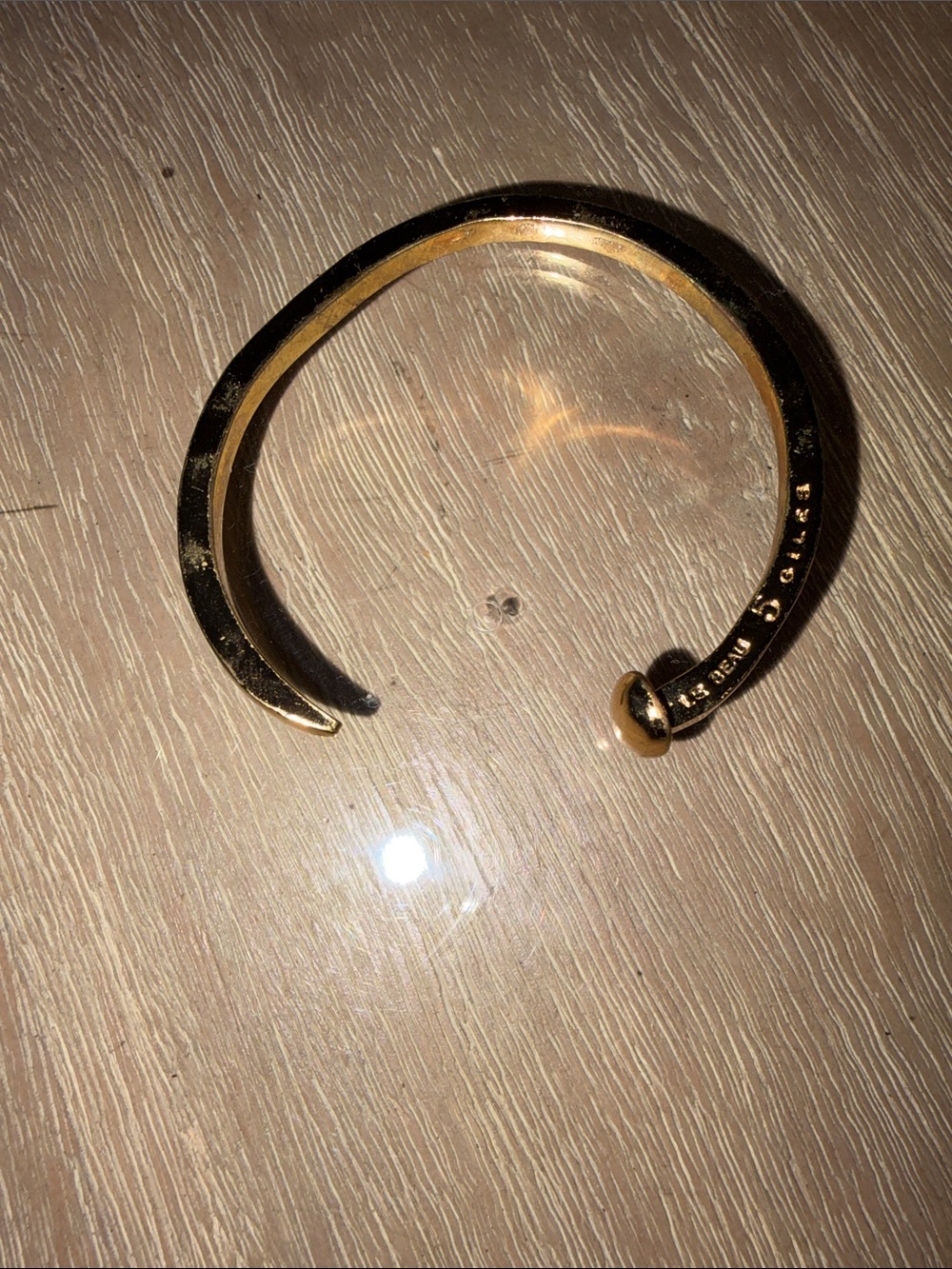GILES & BROTHER "LE BEAU 5" Gold Tone Railroad Tiny Spike Cuff Bracelet